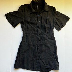 Zara Black Button Down Short Sleeve Dress Size Medium